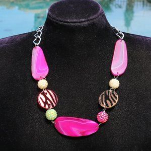 Boho Statement Agate Bead Necklace & Earring Set